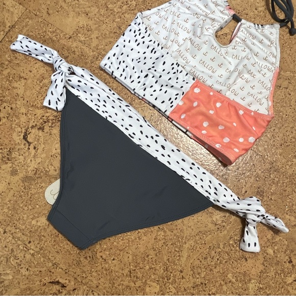 Tallow Polyphonic Halter Bikini Top & Bottom Set in Polka Mix NWT Sz 6 - Picture 6 of 16